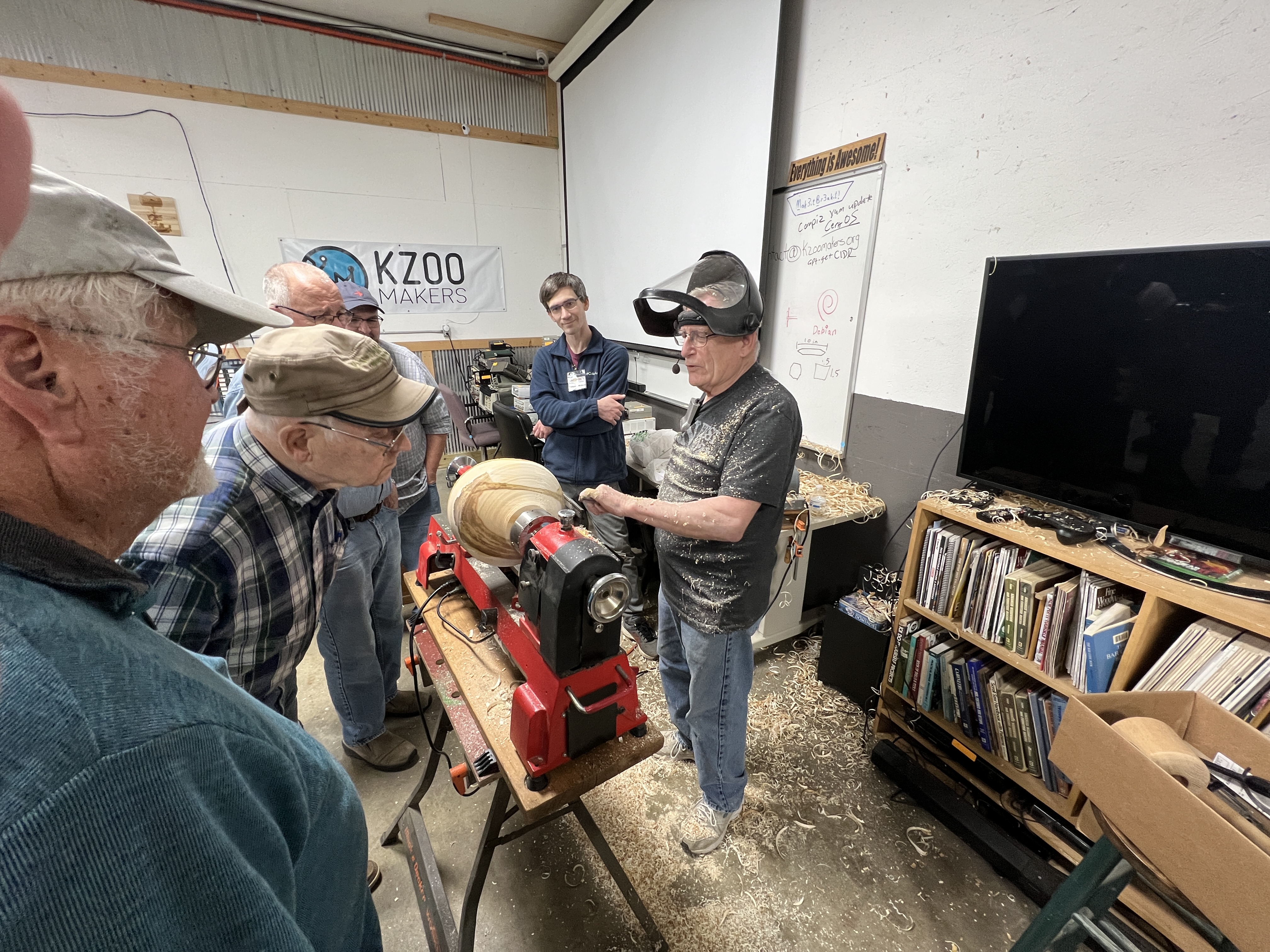 Wood turning demonstration at the Kalamazoo Makers Space